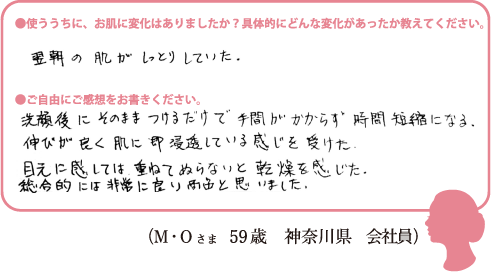 (M・Oさま 59歳 神奈川県 会社員)